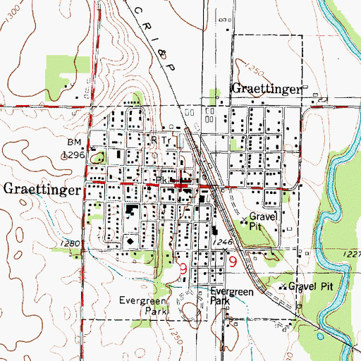 Topographic Map of Graettinger Medical Clinic, IA