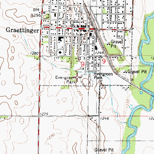 Topographic Map of Hillcrest Golf and Country Club, IA