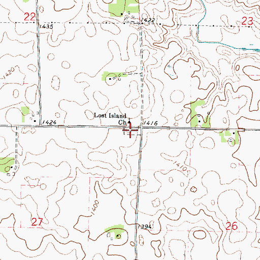 Topographic Map of Lost Island Lutheran Cemetery, IA
