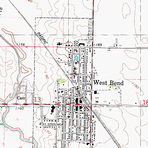 Topographic Map of Saint Peter and Paul School, IA