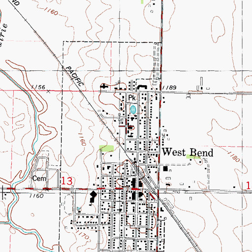 Topographic Map of Saint Peter and Pauls Church, IA