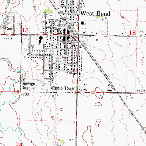 Topographic Map of Peace Lutheran Church, IA