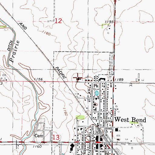 Topographic Map of West Bend Care Center, IA