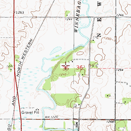 Topographic Map of Winnebago River Recreation Area, IA