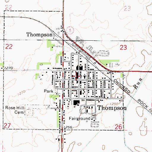Topographic Map of Thompson Fire Department, IA