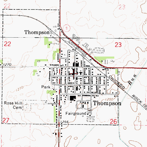 Topographic Map of Thompson Public Library, IA