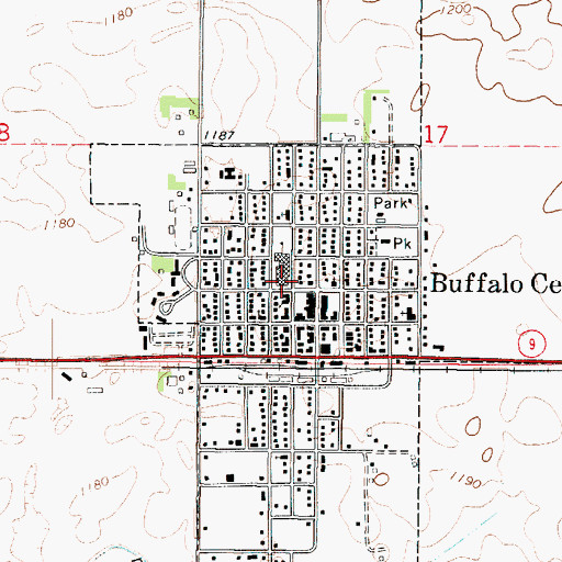 Topographic Map of North Iowa Middle School, IA