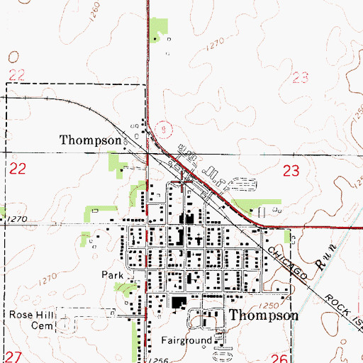 Topographic Map of Thompson (historical), IA
