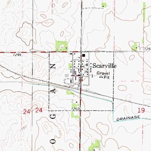 Topographic Map of Top of Iowa Co-op Elevator, IA