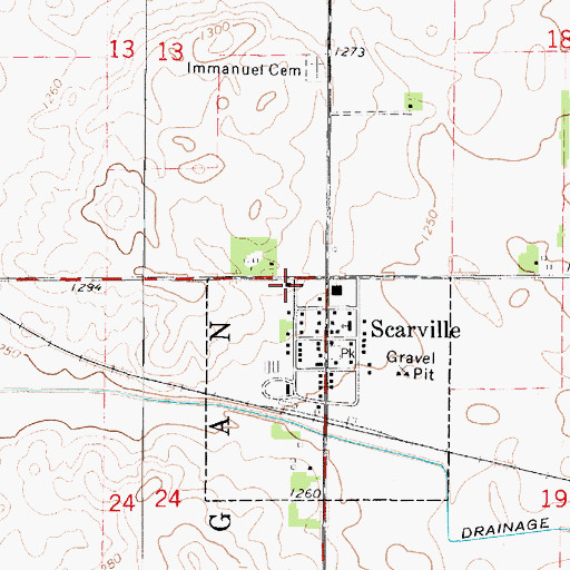 Topographic Map of Scarville Lutheran School, IA