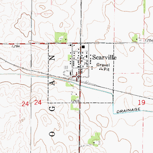 Topographic Map of Scarville, IA