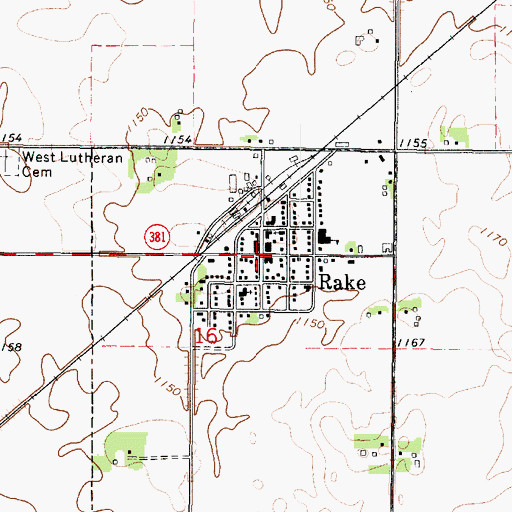 Topographic Map of Northland Cooperative Elevator, IA