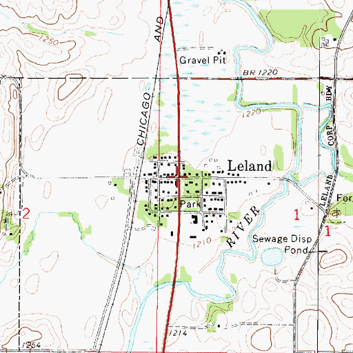 Topographic Map of Leland Post Office, IA