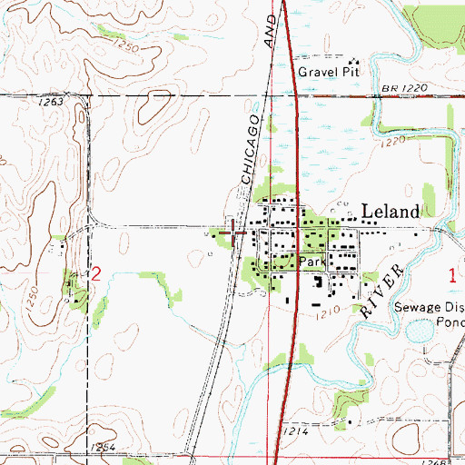 Topographic Map of Leland (historical), IA