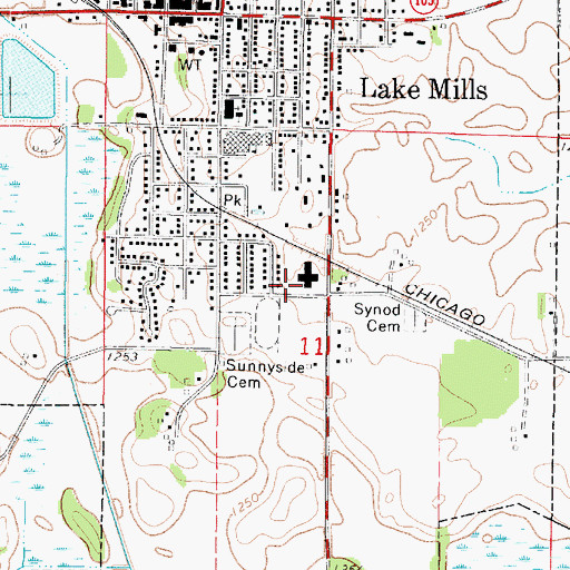 Topographic Map of Lake Mills Care Center, IA