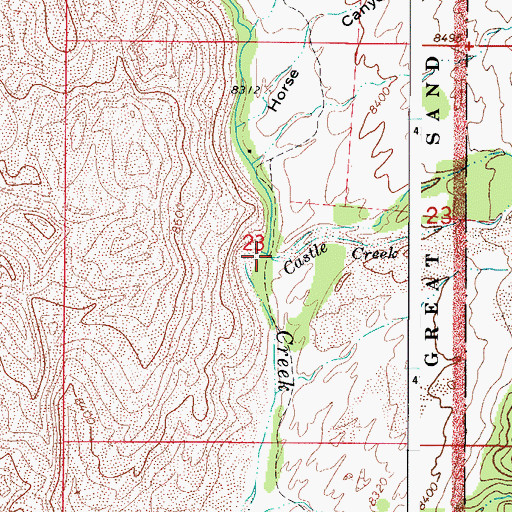 Topographic Map of Castle Creek, CO