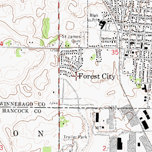 Topographic Map of Rotary-Westgate Park, IA
