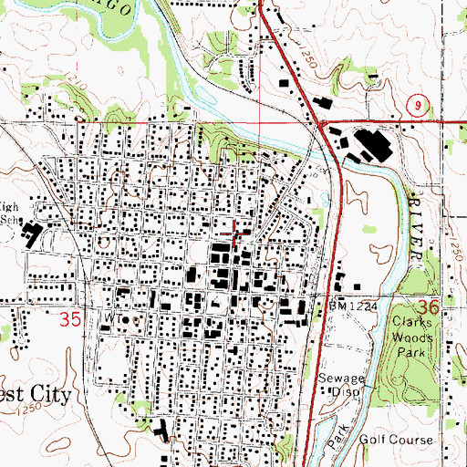 Topographic Map of Forest City Hall, IA
