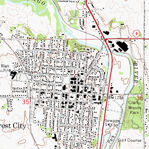 Topographic Map of Forest City Post Office, IA