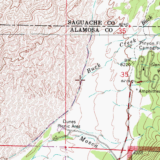 Topographic Map of Buck Creek, CO