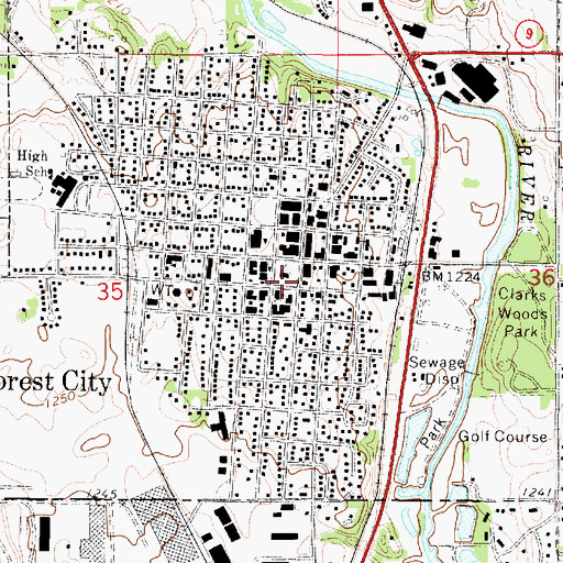 Topographic Map of Forest City Police Department, IA