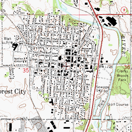 Topographic Map of Winnebago County Courthouse, IA