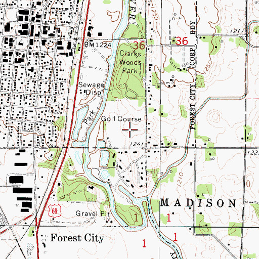 Topographic Map of Forest City Country Club, IA