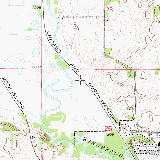 Topographic Map of Winnebago River Trail, IA