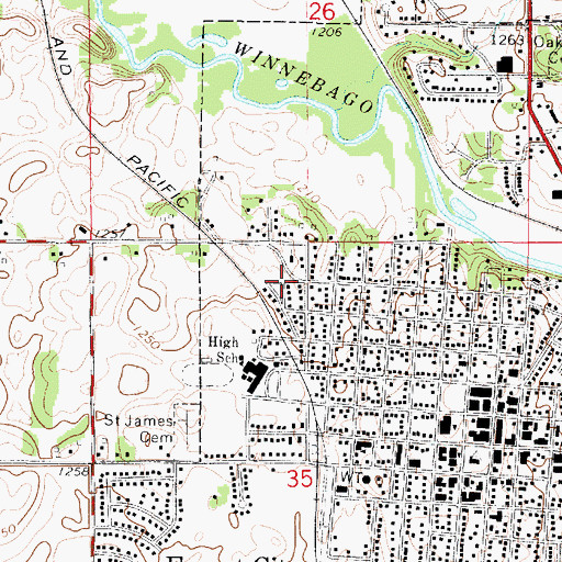Topographic Map of Saint James Catholic Church, IA