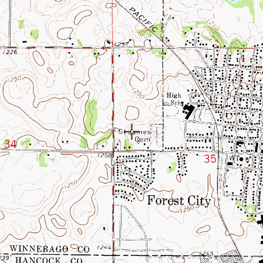 Topographic Map of Forest City Elementary School, IA