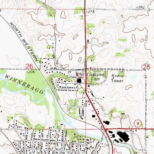 Topographic Map of Forest City Christian School, IA