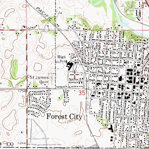 Topographic Map of Forest City Alternative School, IA