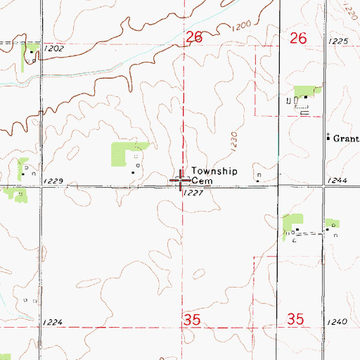 Topographic Map of Grant Township Cemetery, IA