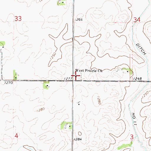 Topographic Map of West Prairie Lutheran Church, IA