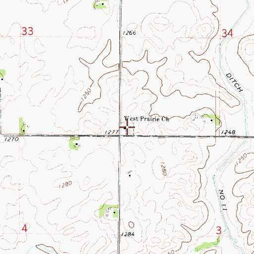 Topographic Map of West Prairie Lutheran Cemetery, IA