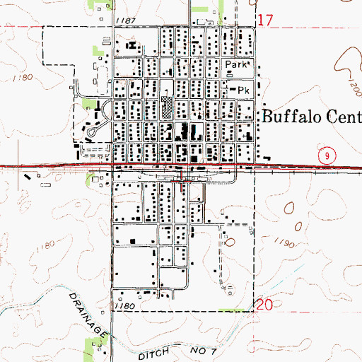 Topographic Map of Farmers Co-op Elevator, IA