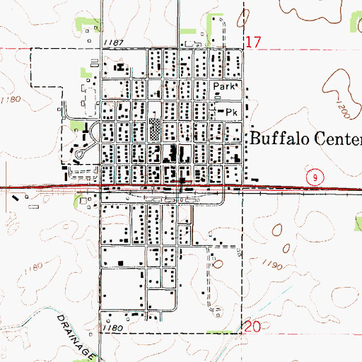 Topographic Map of Buffalo Center Chiropractic, IA