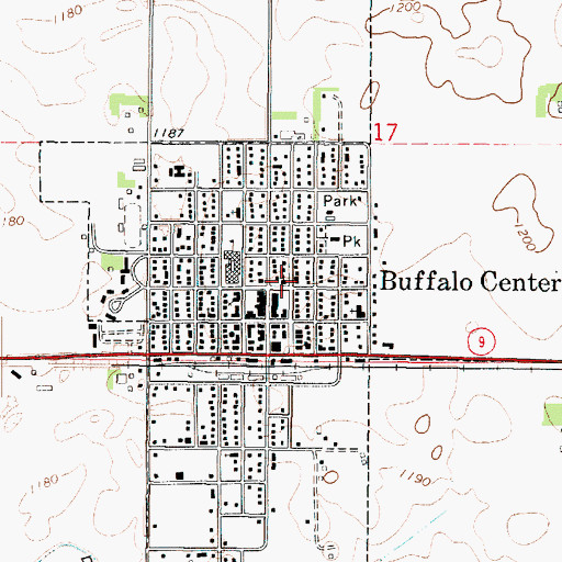 Topographic Map of First Baptist Church, IA