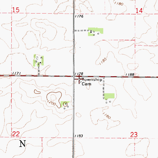 Topographic Map of Lincoln Township Cemetery, IA