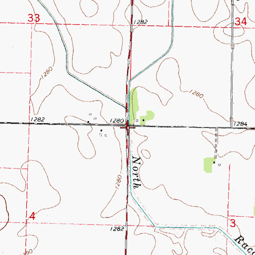Topographic Map of Racine Post Office (historical), IA