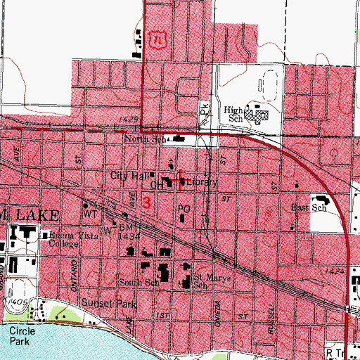 Topographic Map of Storm Lake Public Library, IA