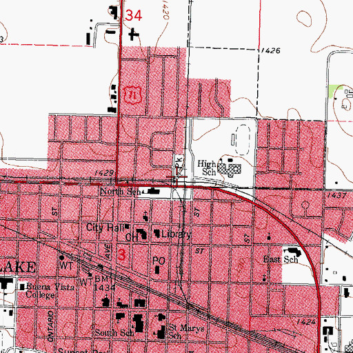 Topographic Map of Storm Lake Police Department, IA