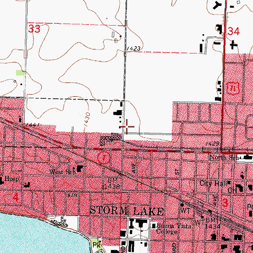 Topographic Map of Vista Estates Mobile Home Park, IA