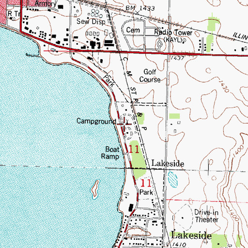 Topographic Map of Sunrise Campgrounds, IA