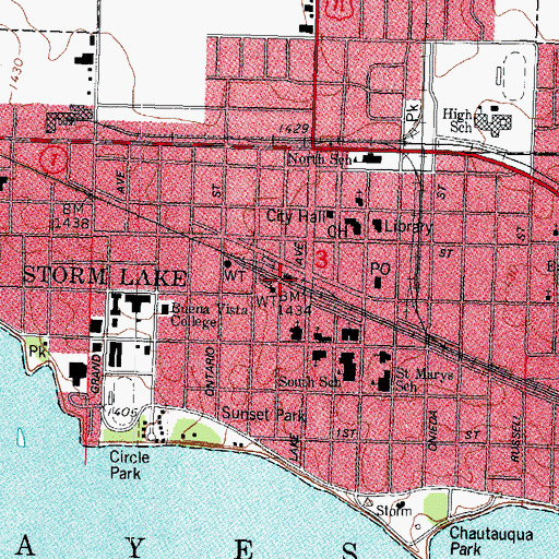 Topographic Map of Storm Lake, IA