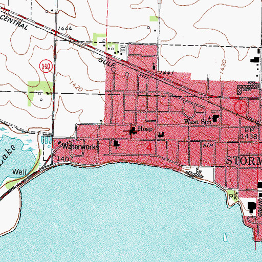 Topographic Map of Buena Vista Regional Medical Center, IA