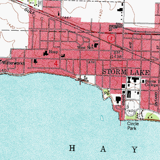 Topographic Map of Methodist Manor, IA
