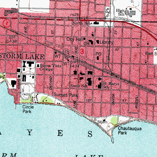 Topographic Map of Lakeside Presbyterian Church, IA