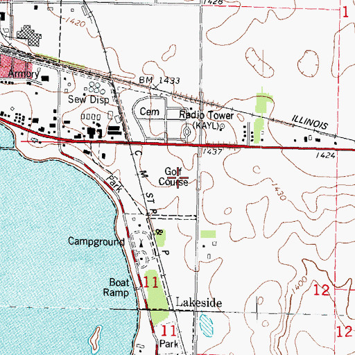 Topographic Map of Storm Lake Golf Course, IA