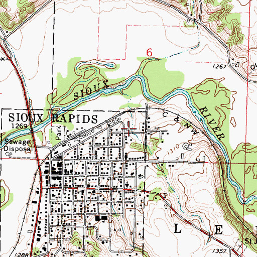 Topographic Map of Sioux Rapids Fire Department, IA